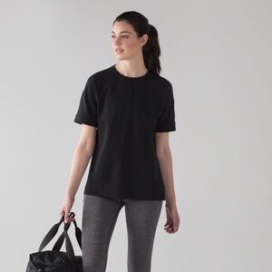 NWOT Lululemon Cut Above Tee Black Short Sleeve Longline Cotton French Terry